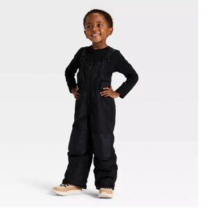 Cat & Jack Unisex Toddler Black Solid Snow Bib Overalls Size 2t-3t